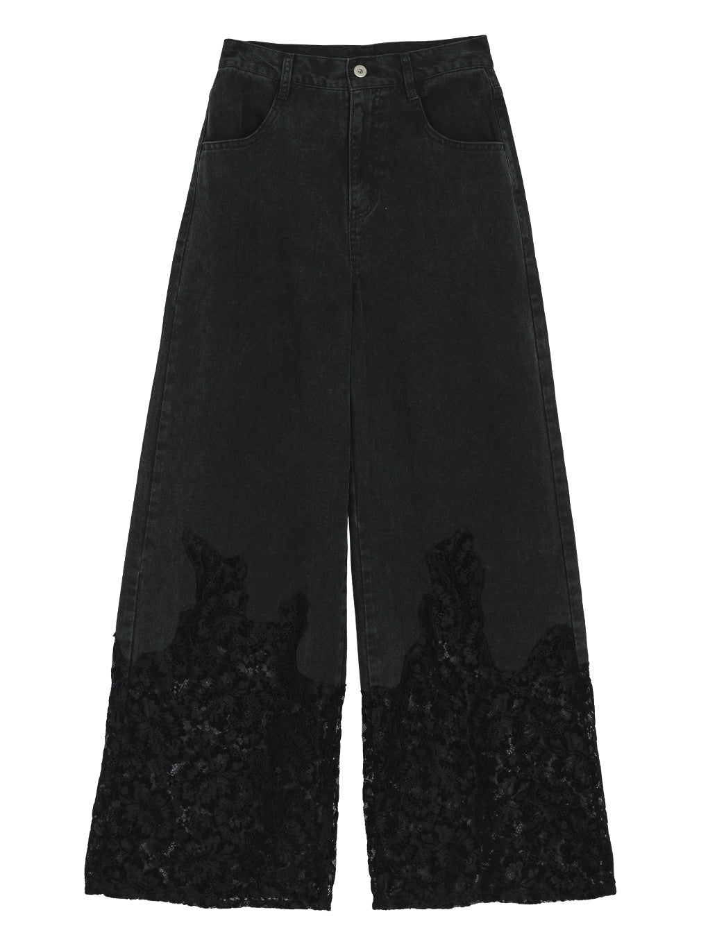 LACE DOCKING FADE DENIM PANTS