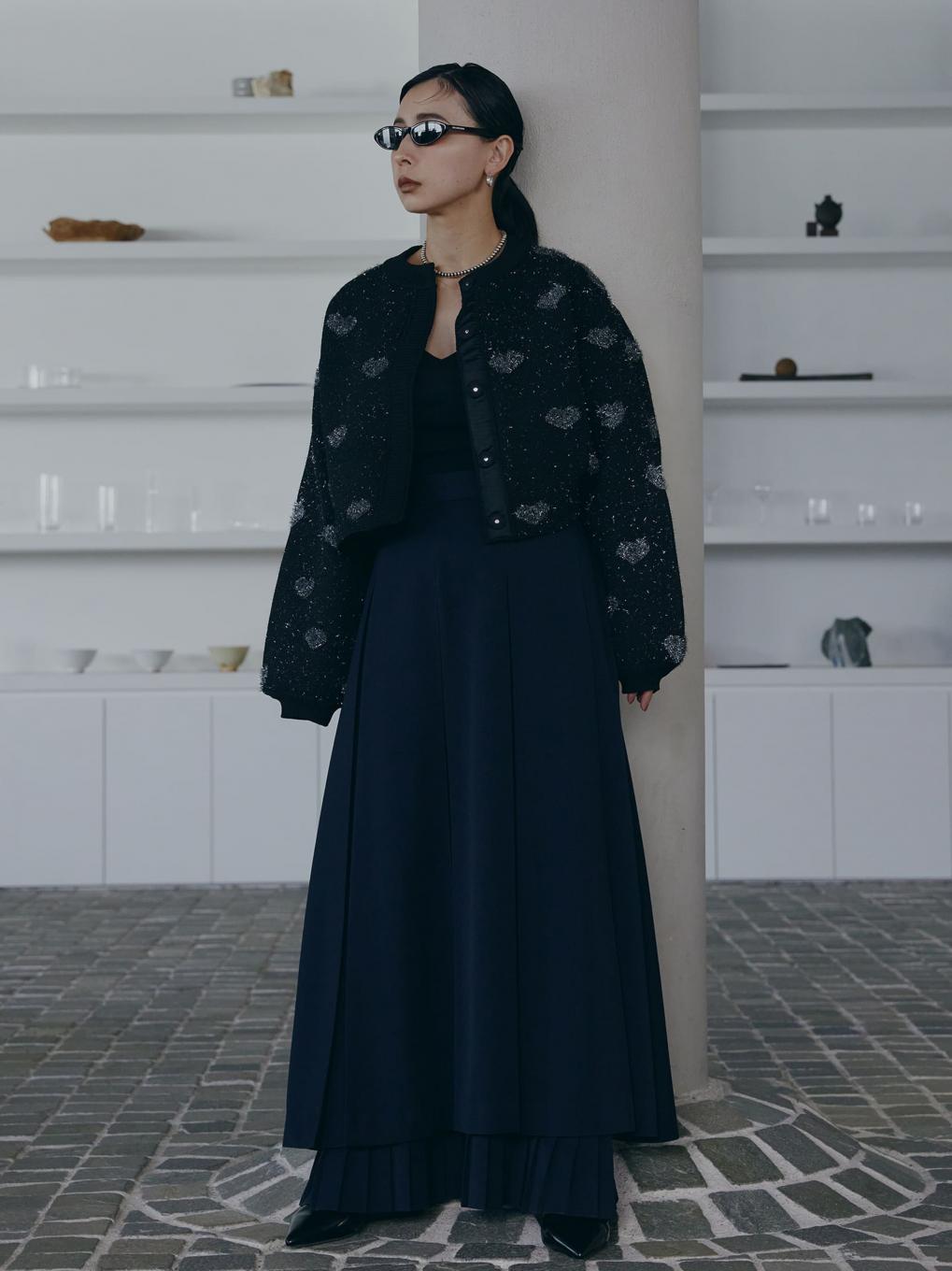 HEART LAME KNIT CARDIGAN TOP