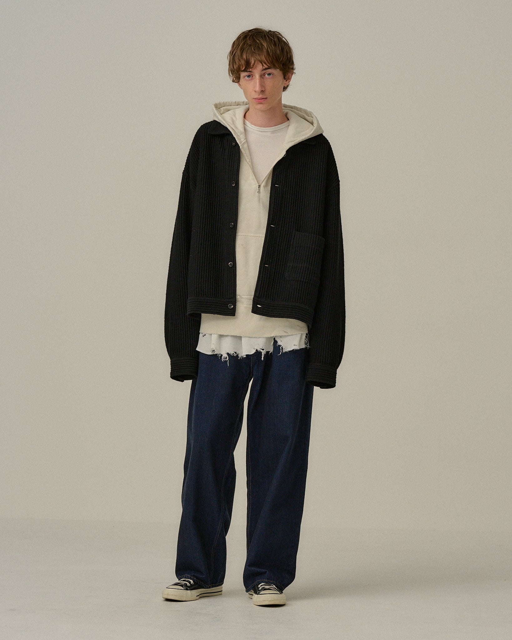 WOOL CORDUROY WORK SHIRT JACKET(BLACK) – ANCELLM