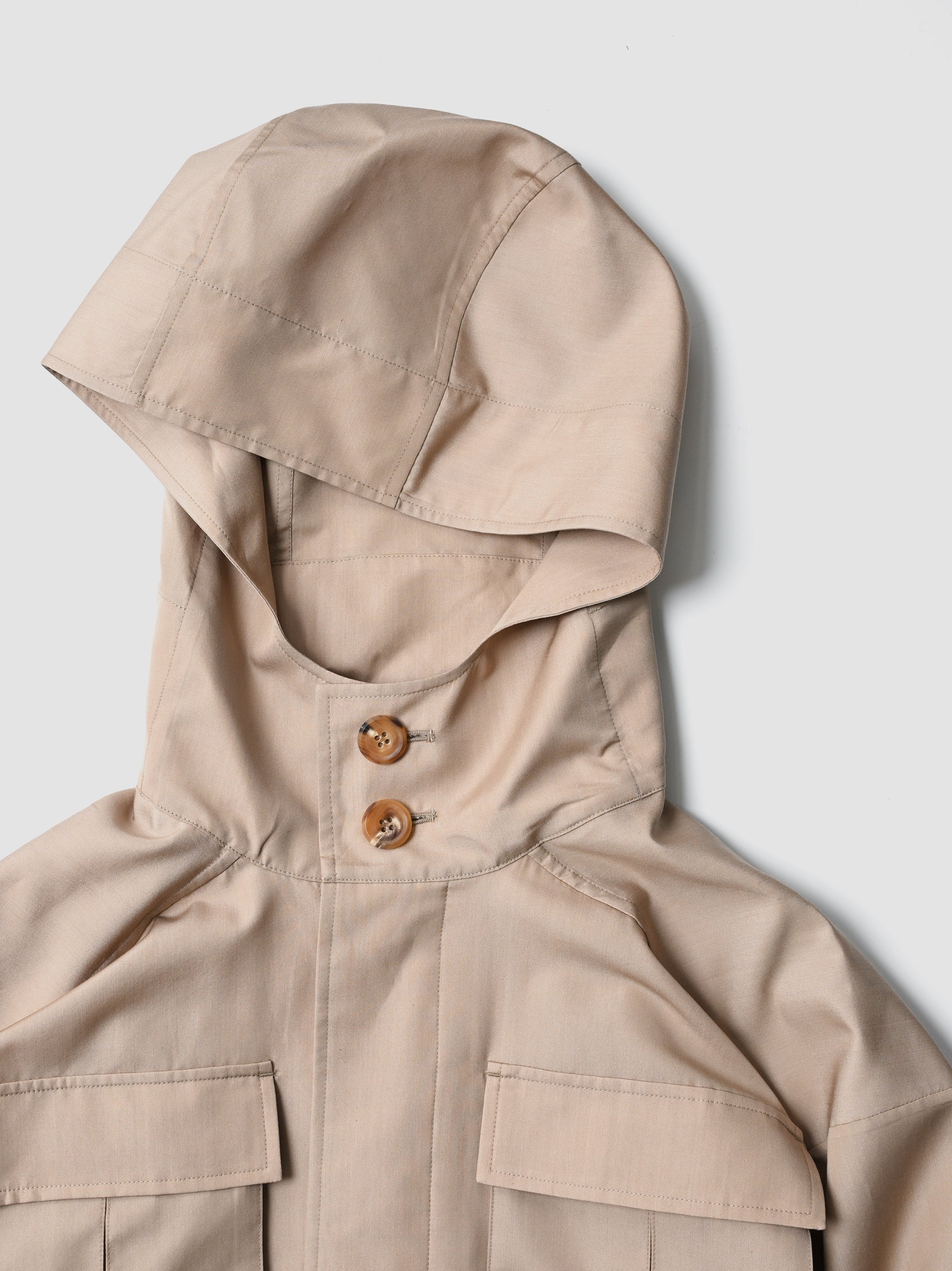 POSTELEGANT / Wool Silk Utility Coat -BEIGE – and father