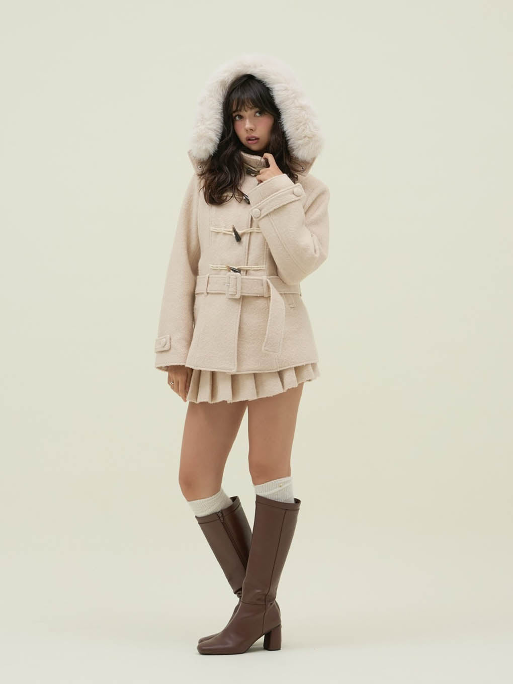 ANDMARY】Nicole fur belt jacket