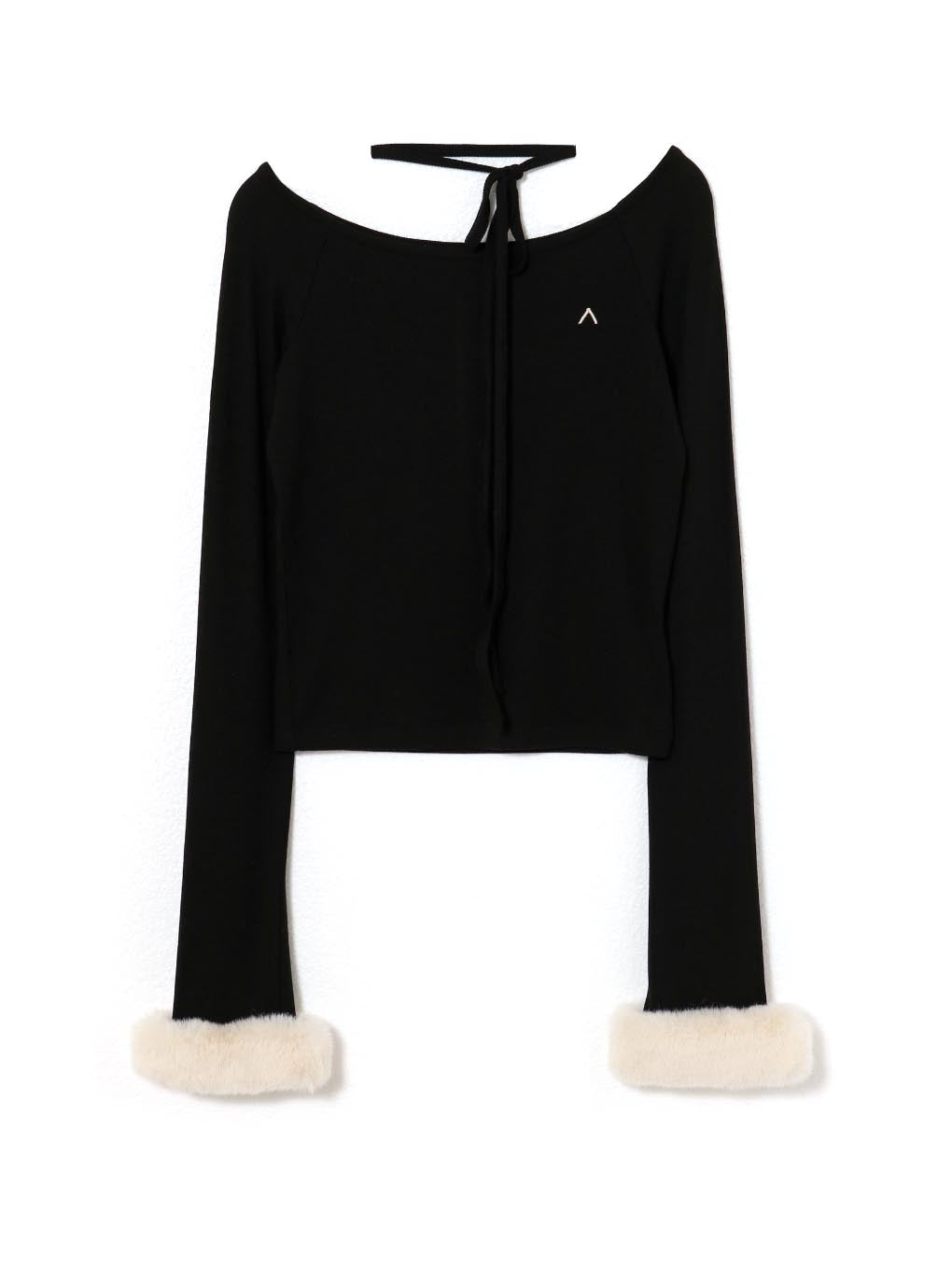 andmary Ravi fur tops ブラック