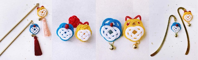 ドラえもん」ドラえもん＆ドラミちゃんを伝統的な飾り紐や水引で表現