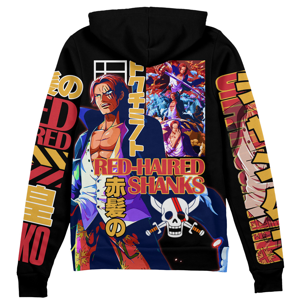 Shanks V2 One Piece Streetwear Zip Hoodie Jacket | Anime Ape