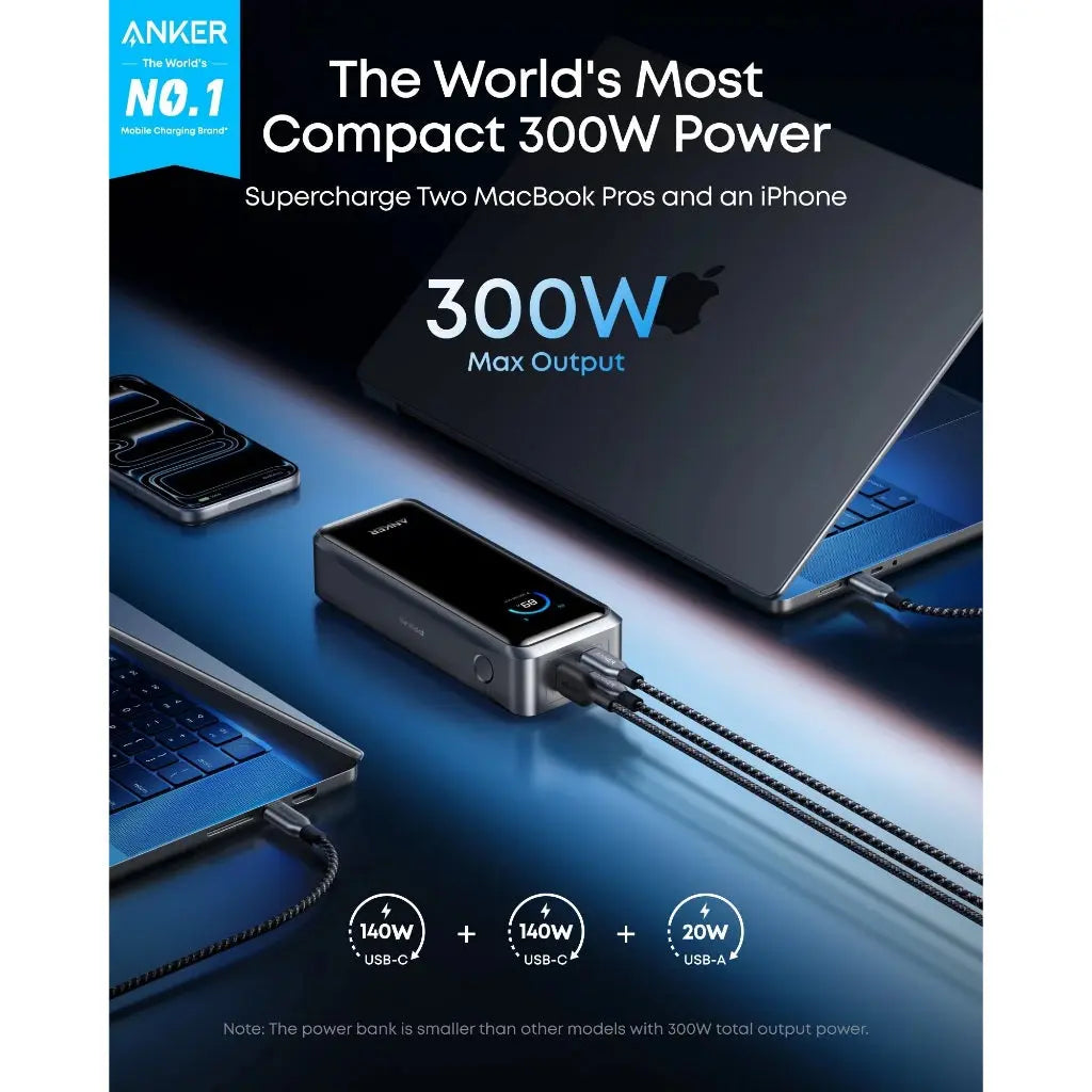 Anker Prime Power Bank 26250mAh 3-Port 300W Laptop Portable Charger