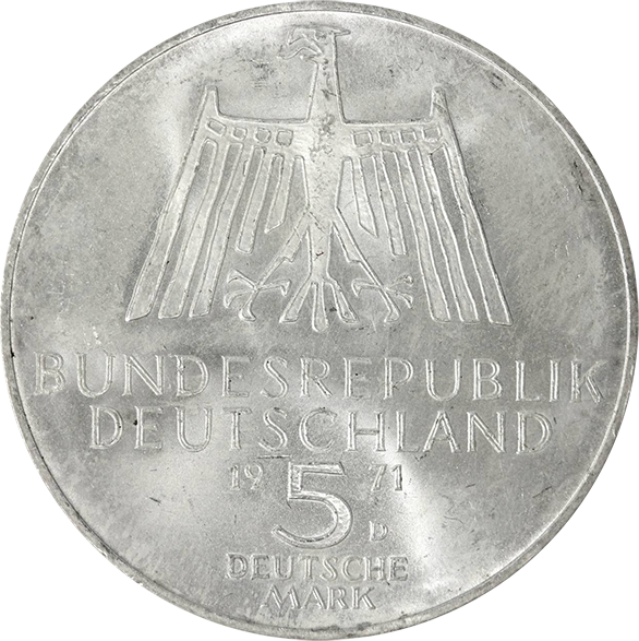 ドイツ 5マルク銀貨 アルブレヒト・デューラー生誕500周年 1971年