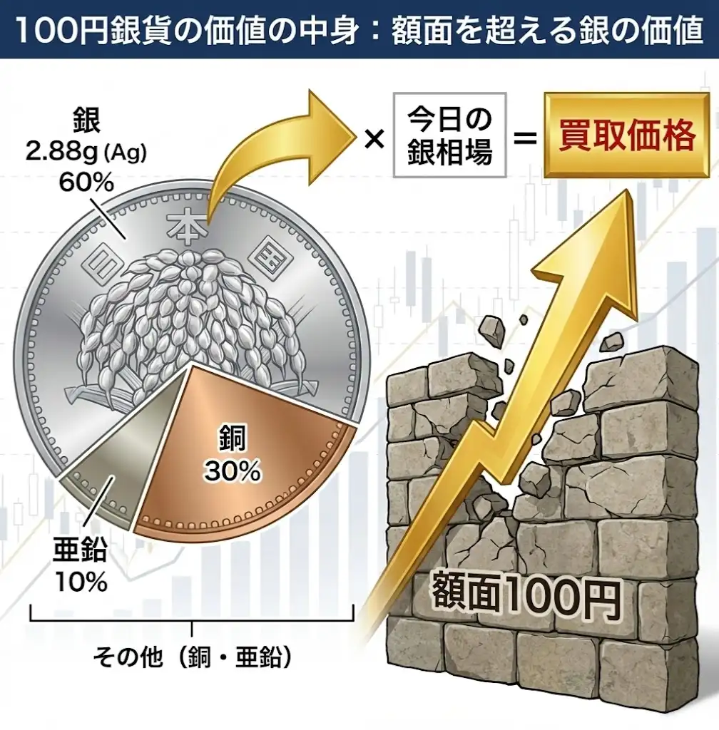 稲穂100円銀貨の価値は？昭和34～41年発行の旧百円玉 | 古銭買取専門店