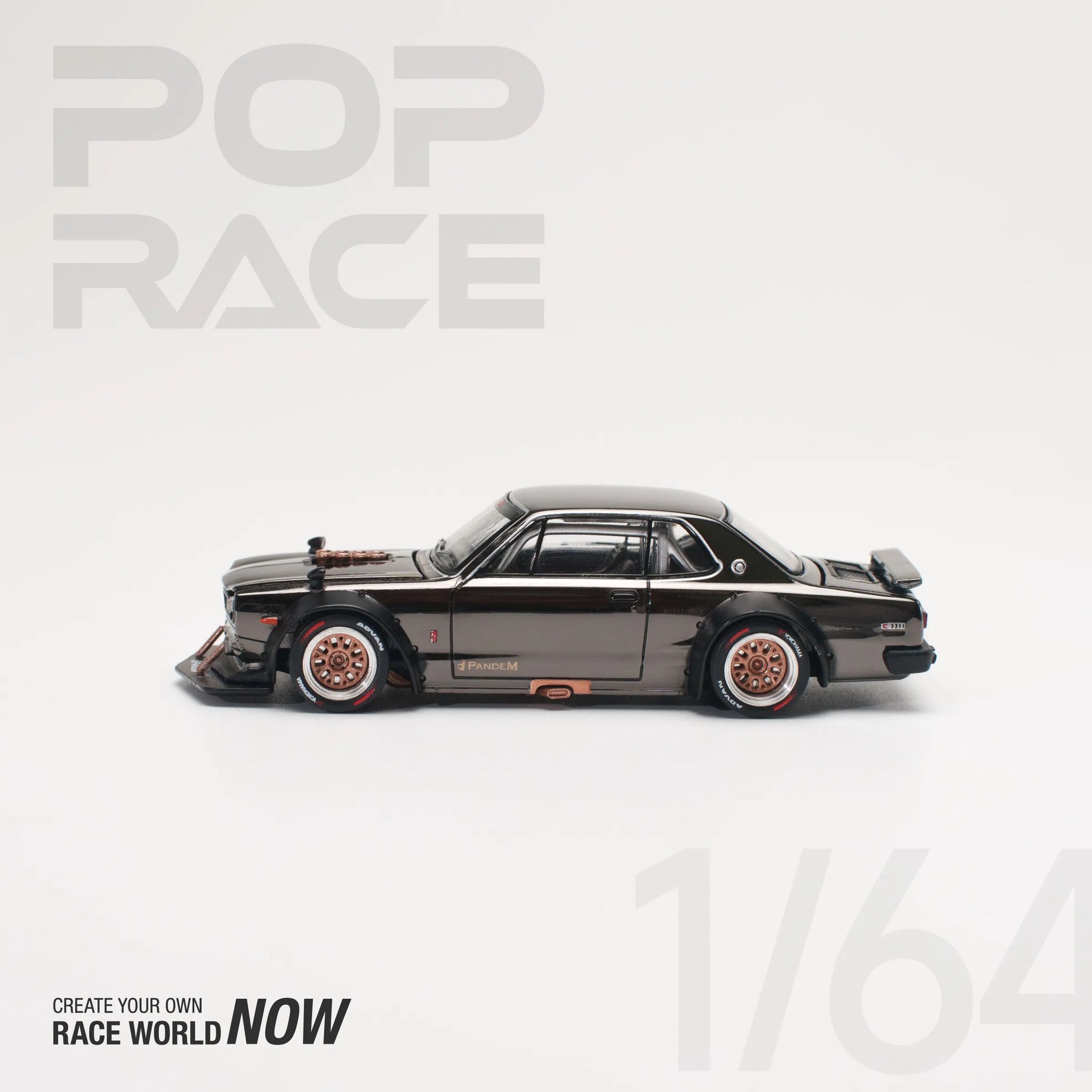 1:64 Nissan Skyline GT-R (KPGC10) Hakosuka V8 -- Dark Chrome - Pop Rac