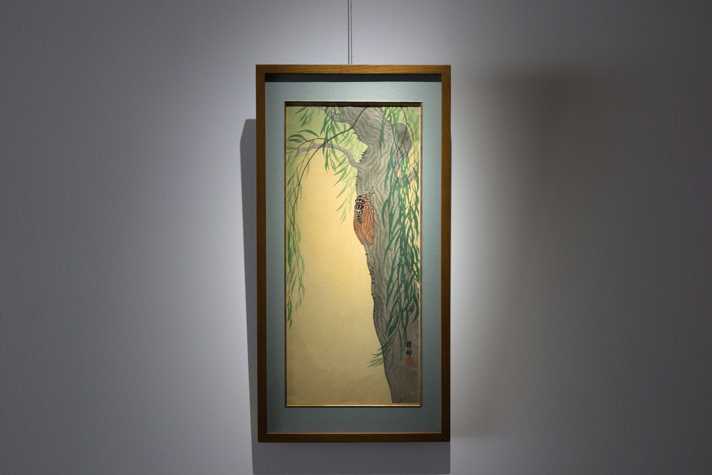 SOLD）小原古邨（祥邨）「柳と蝉」 版画 額装 - 真魚(MAO)