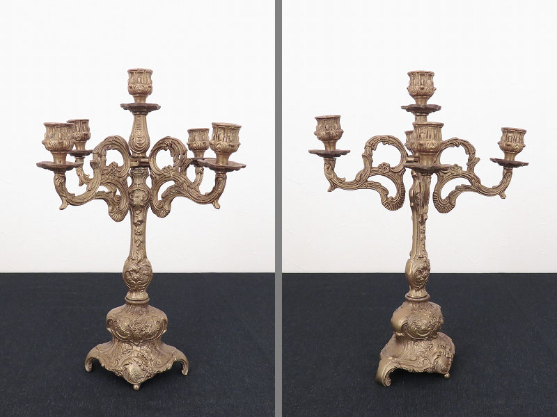 華やかな5灯のキャンドルスタンド 枝付き燭台（ジランドール）真鍮の