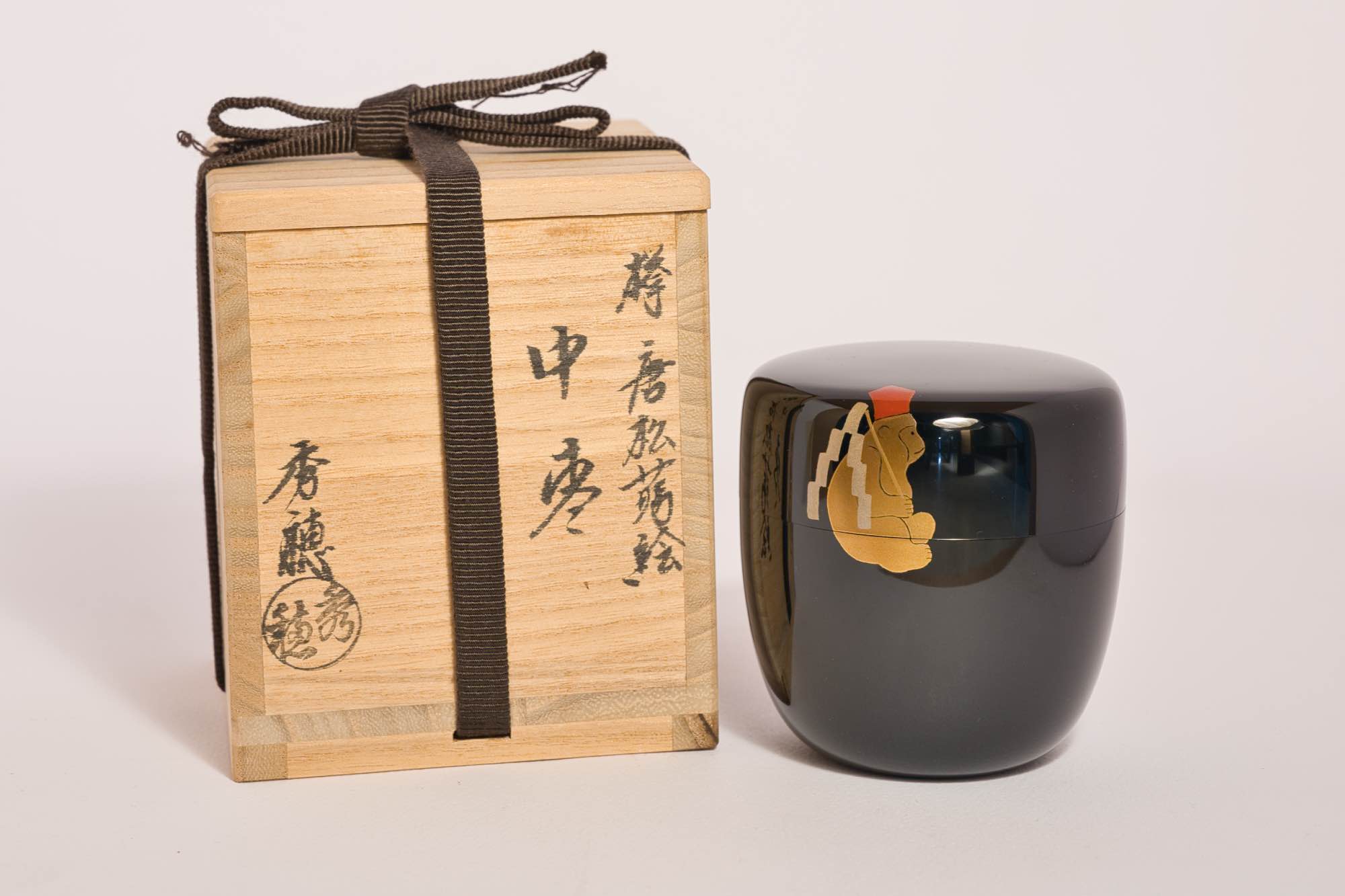 Black Lacquered Tea Caddy - Antique Japan
