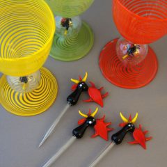 ビミニ「にわとりワイングラス マドラー付き」《アンティックかとう》