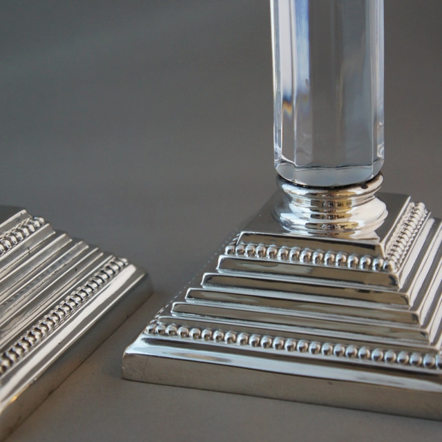 イギリス「シルバープレート＆ガラス キャンドルスタンド