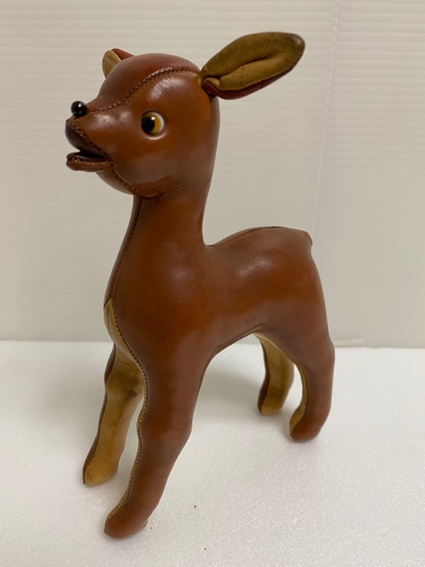 2体セット☆昭和レトロ☆革製 バンビ☆人形 17．5cm 当時物