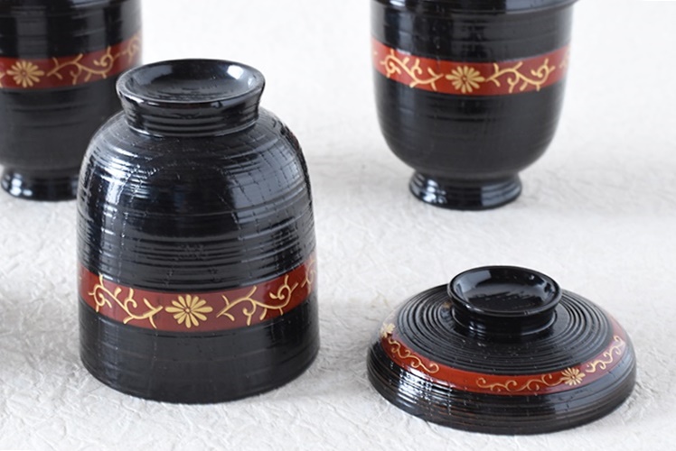 平安 光阿弥造 菊唐草蒔絵 箸洗 小吸物椀 5客セット - 生活骨董と古布