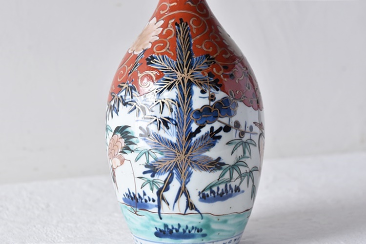 古伊万里 蛸唐草 27cm 鶴首 徳利 花入 一輪挿し 御神酒徳利