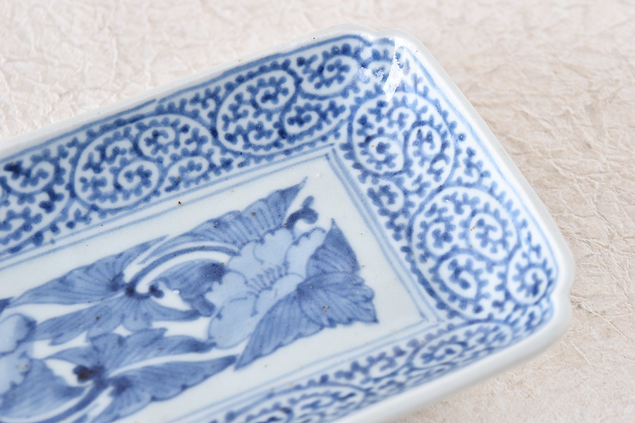 伊万里 古伊万里 江戸 中期 深皿 なます 皿 唐草 2客セット 金継ぎ