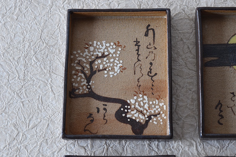 秋艸庵 乾山写 光琳かるた皿 6客セット - 生活骨董と古布の