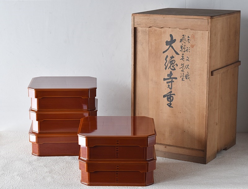 無形文化財 在銘 塗師光郎 飛騨春慶塗 大徳寺重 大徳寺弁当 5客セット