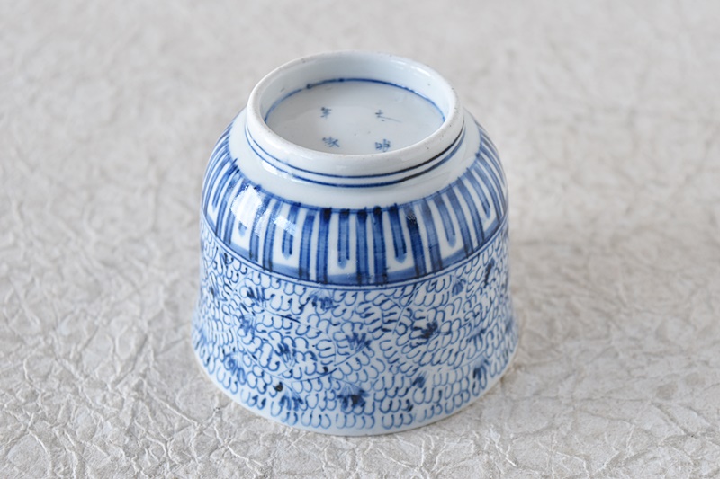 古伊万里 染付 微塵唐草 向付 蕎麦猪口 - 生活骨董と古布の