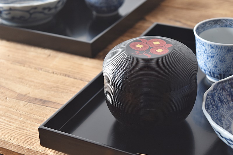 天然木製漆塗 アソベ光石謹製 菊花蒔絵 小倉椀 5客セット - 生活骨董と