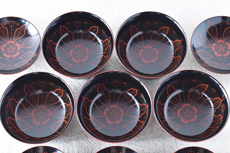 天然木製漆塗 輪島塗 吉野絵 真塗煮物椀 在銘 5客セット - 生活骨董と