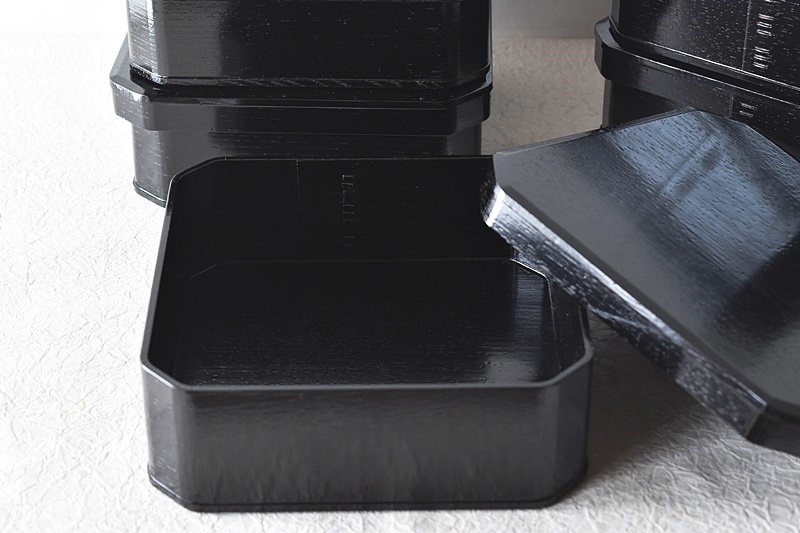 天然木製漆塗 黒塗り 大徳寺弁当 5客セット 茶懐石道具 点心 縁高