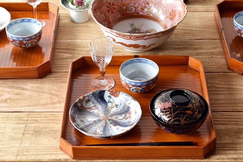 BK421 時代輪島塗 草花図金蒔絵 吸物椀 五客 木製 茶道具 懐石 菓子