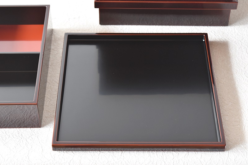 天然木製漆塗 輪島塗 溜塗 懐石弁当 松花堂弁当箱 4客セット - 生活