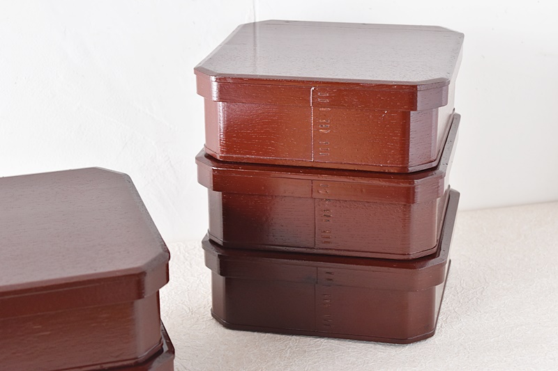 天然木製漆塗 溜塗 大徳寺弁当 5客セット 茶懐石道具 点心 縁高