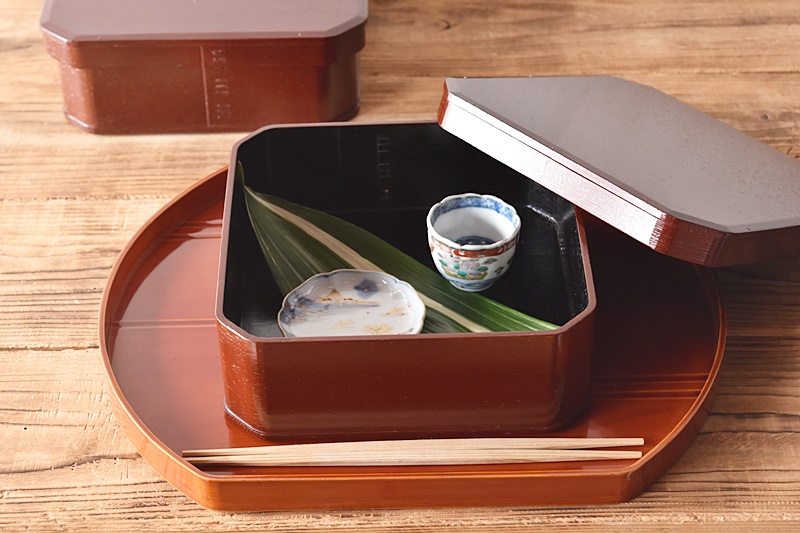天然木製漆塗 溜塗 大徳寺弁当 5客セット 茶懐石道具 点心 縁高