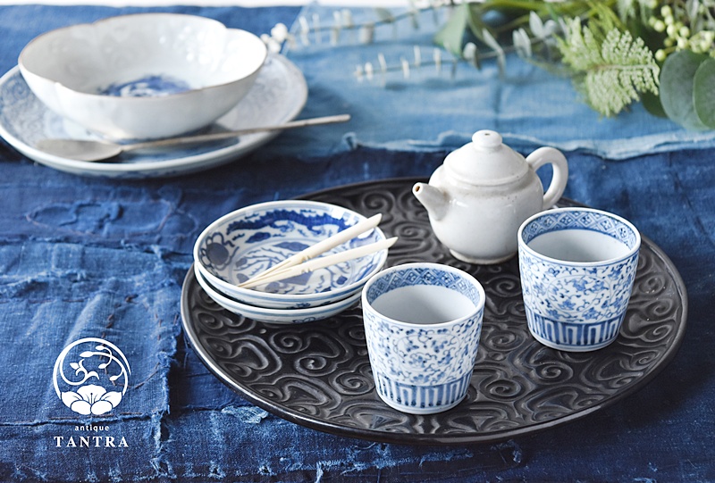 古伊万里 染付 花唐草 萩唐草 蕎麦猪口 その一 - 生活骨董と古布の