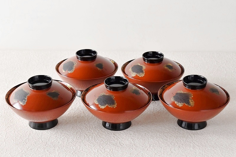 輪島塗 ワジマ漆輝堂 大極上本堅地 沈金蒔絵 菊尽くし 吸物椀 - 生活