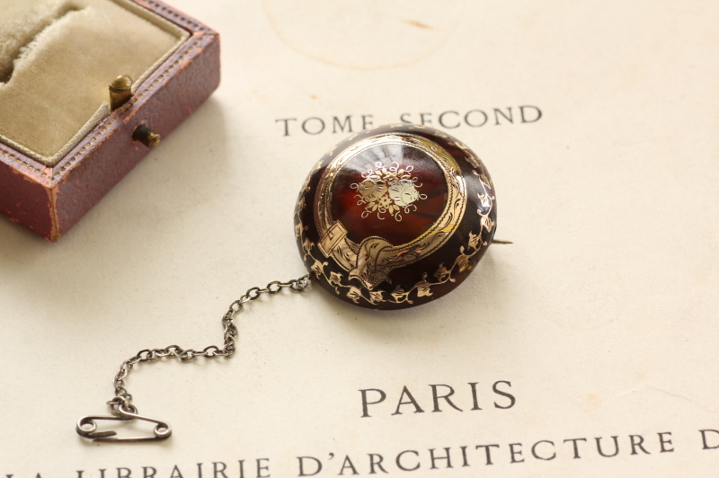 アンティークピケブローチ ピクウェ べっ甲 アンティークブローチ