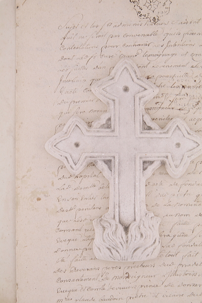 十字架の石膏型 聖水盤 ベニチエ フランス アンティークストリュフ