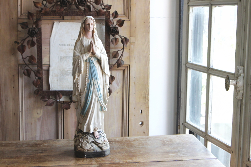 アンティークマリア像 石膏像 ルルドの聖母 フランス アンティークス