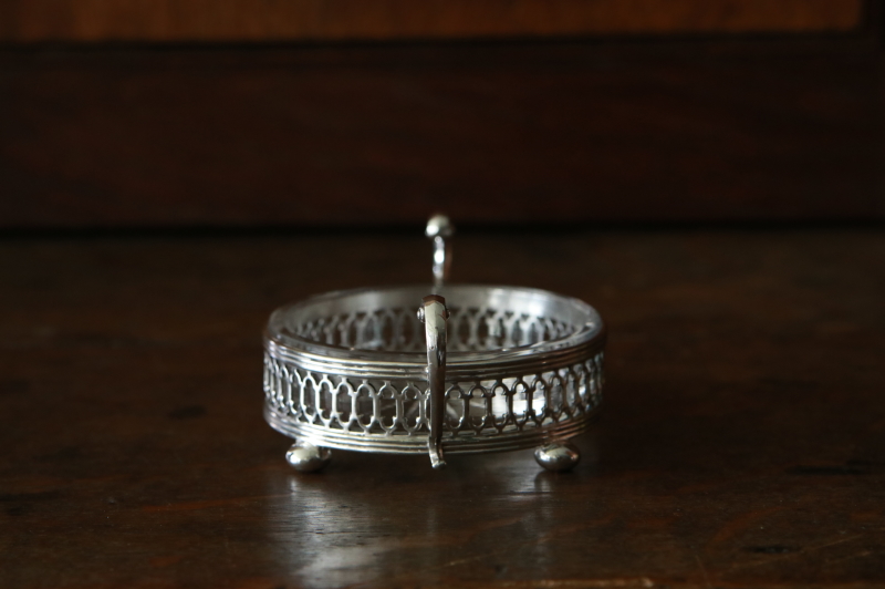 シルバープレートホルダーバターディッシュ 厚ガラス イギリス