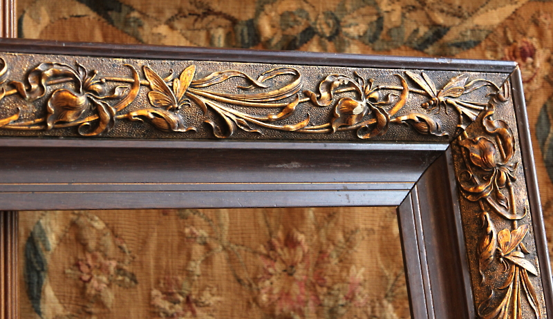 アンティークピクチャーフレーム 額縁 フランス アールヌーボー 昆虫紋