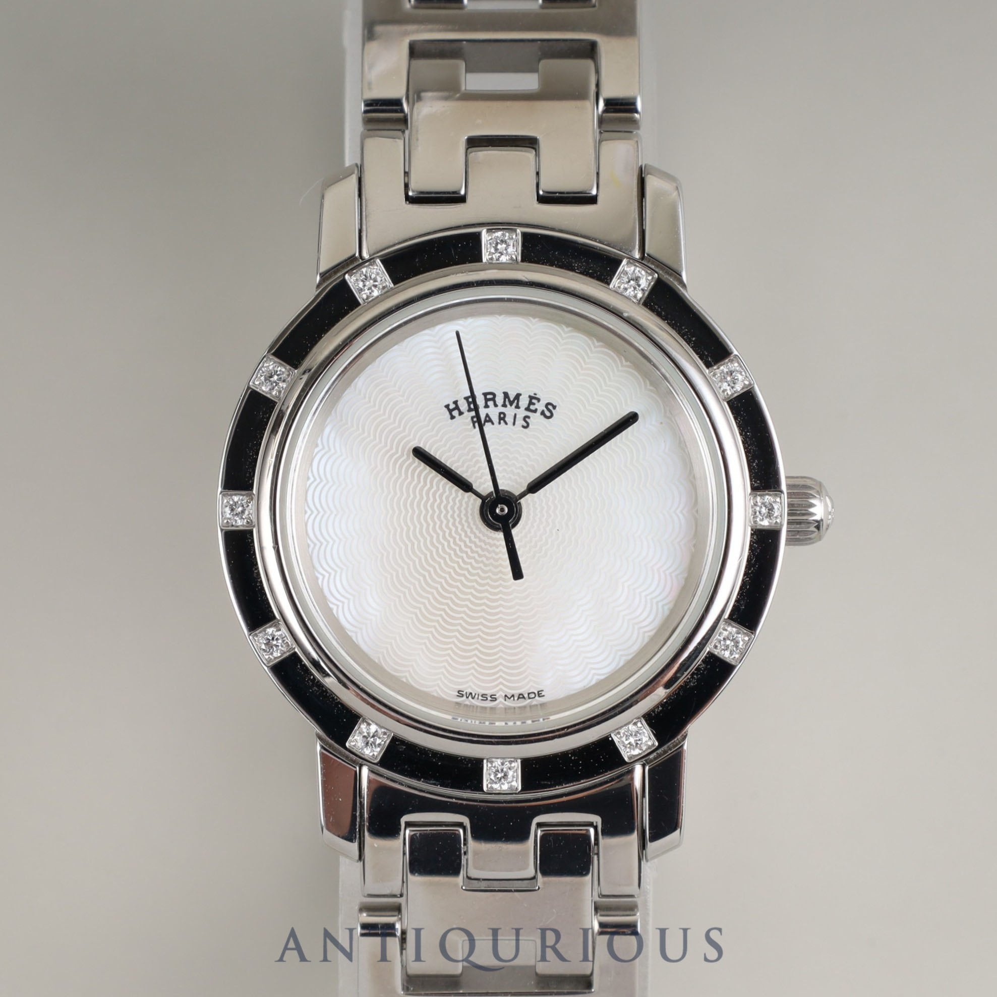 エルメス クリッパー ナクレ CL4.230 クォーツ SS 12Pダイヤ ホワイト