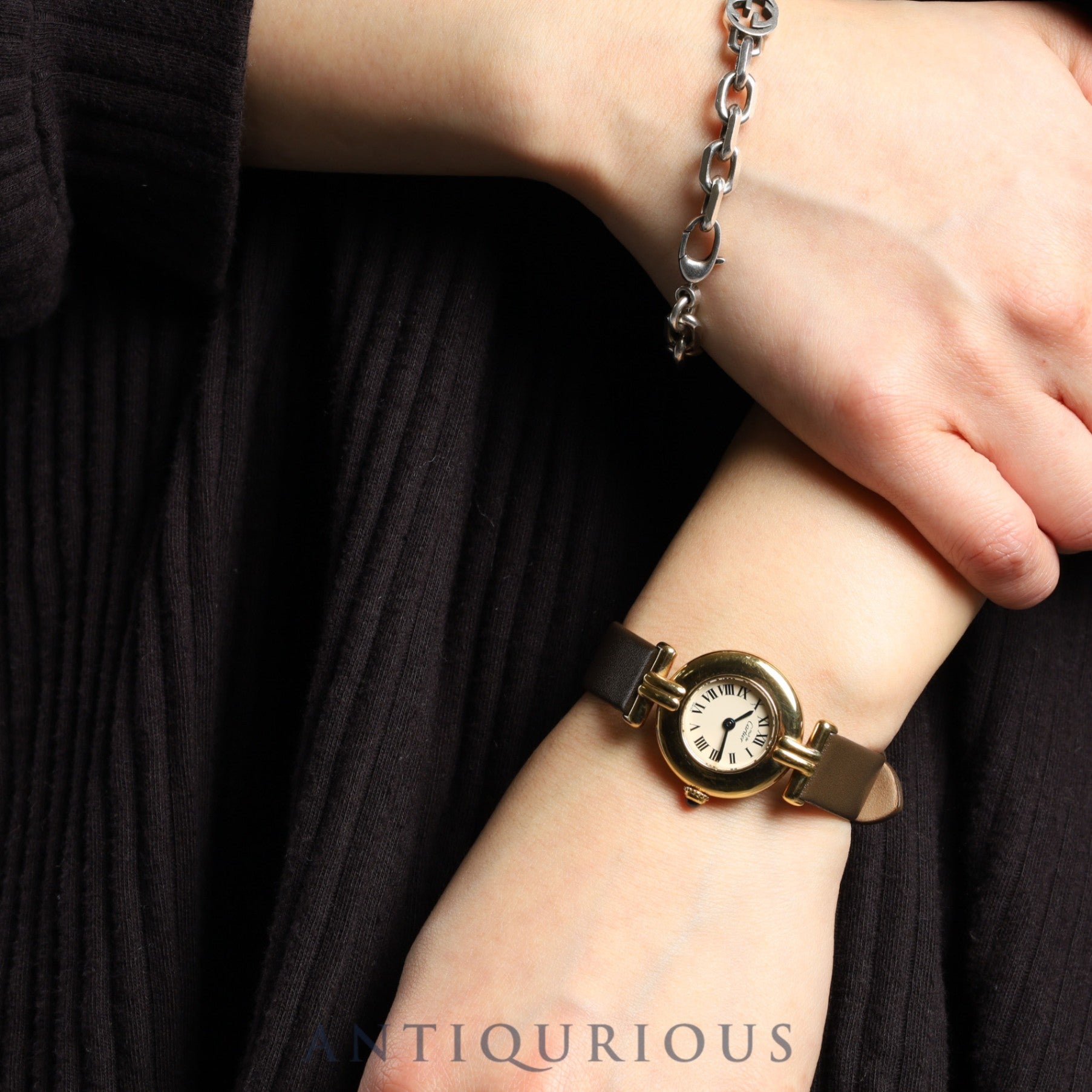 カルティエ マストコリゼ 590002 クォーツ Cal.90 SV925 革 純正尾錠