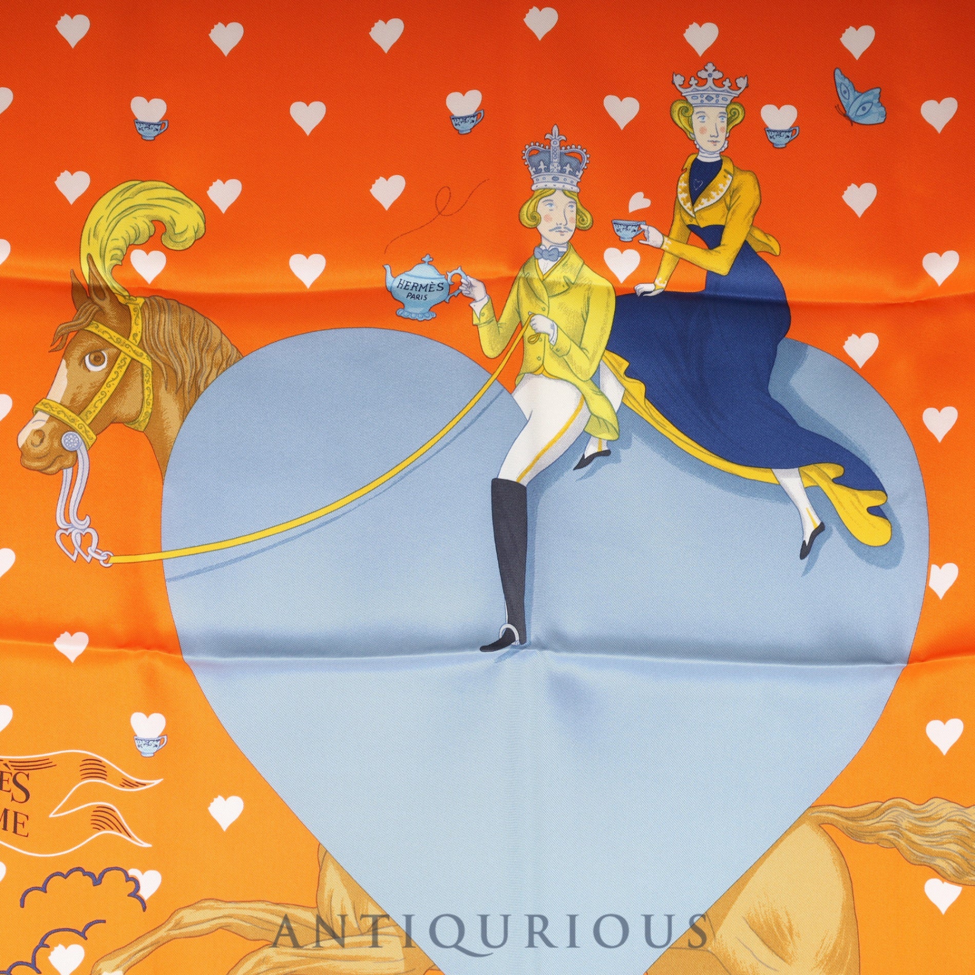 エルメス スカーフ カレ70 ティータイム オレンジ 箱 タグ SILK100