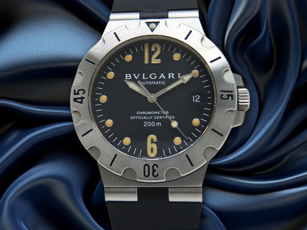 HA-7363| ブルガリ ディアゴノ スクーバ SD38S SS ブラックダイヤル