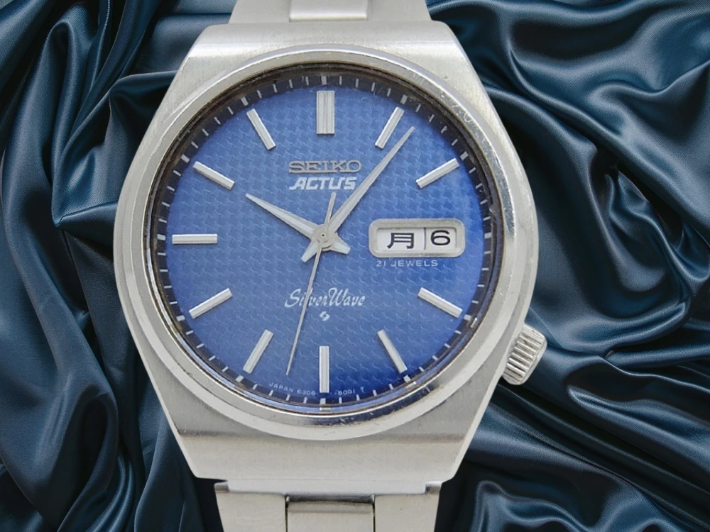 JA-2721| セイコー アクタス シルバーウェーブ 6306-8010 SS 格子柄