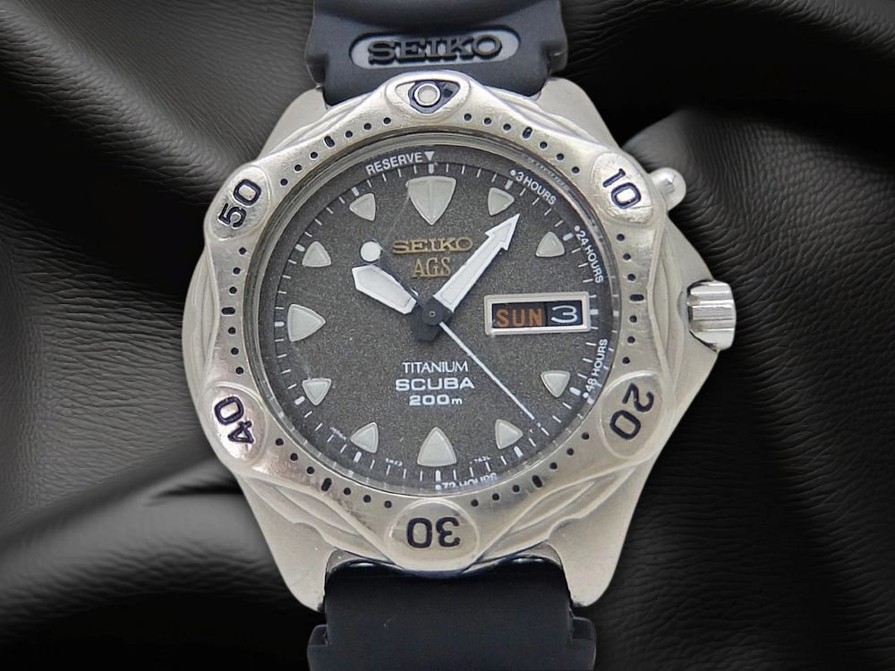 JA-2744| セイコー AGS スキューバ 200M 5M23-7A30 チタン/SS 6角
