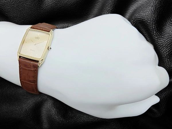 JA-3049| セイコー ドルチェ 7731-5180 14K/SS スクエア 和紙金模様