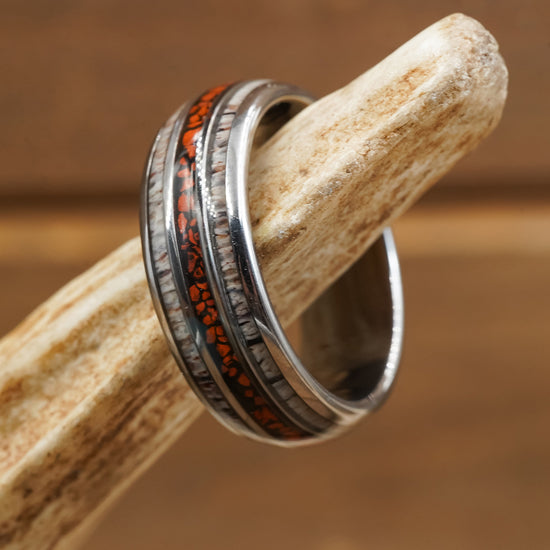 The Makoshika | 8mm Men's Tungsten Carbide Red Dinosaur Bone