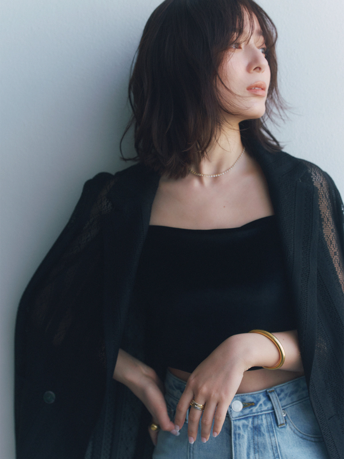 OUR WACOAL×anuans】カップインベロアショートキャミソール