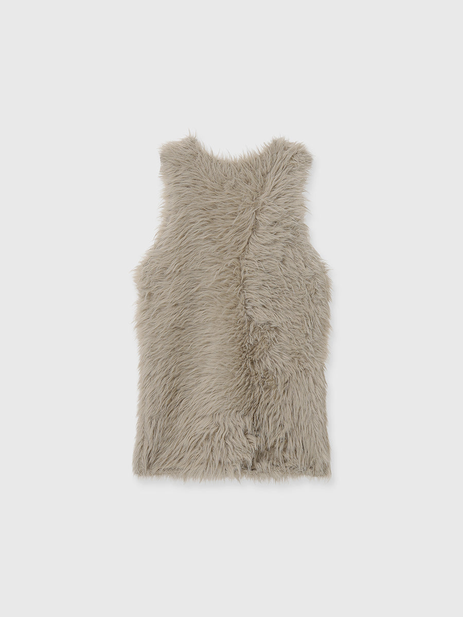 ファーライクノースリーブニットトップス