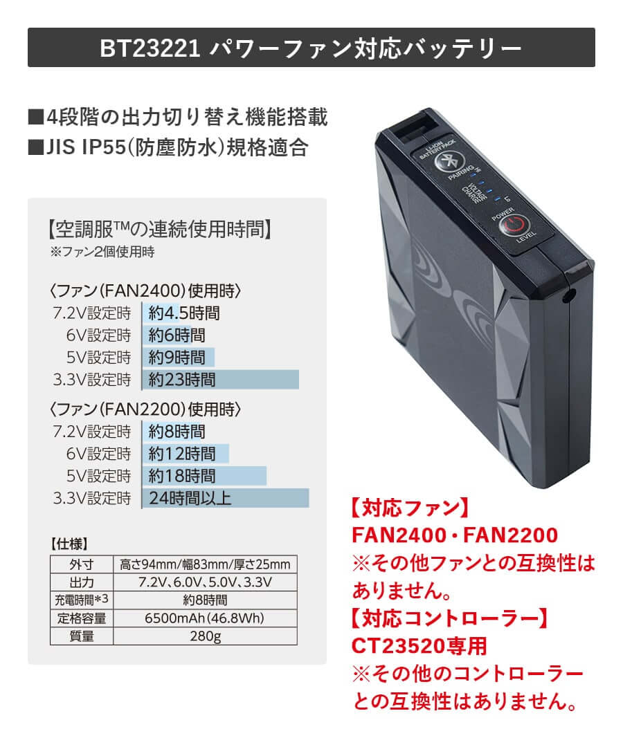 製品案内】空調服®7.2Vバッテリーセット BT23222 - 株式会社Asahicho