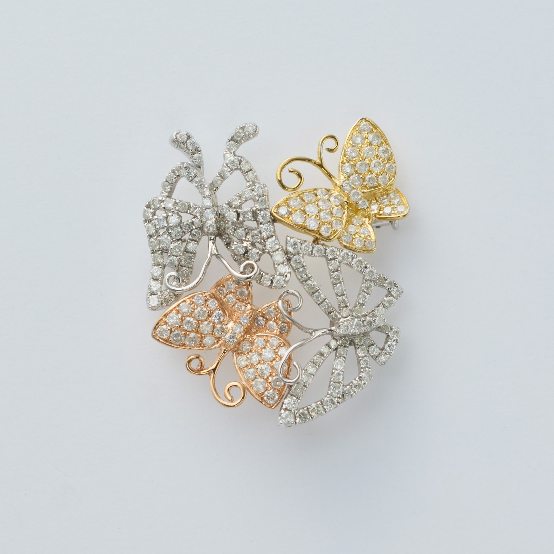 K18WG/PG/YG ダイヤモンド蝶ブローチ - ブローチ - ASAHI JEWELRY